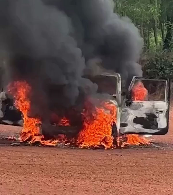 Mahindra thar caught fire