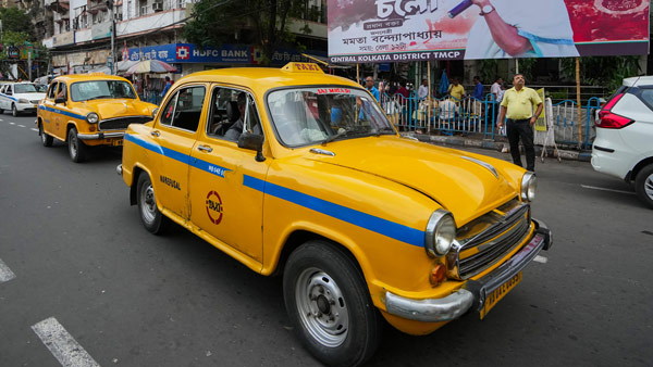 Kolkata s yellow taxi ambassador cars