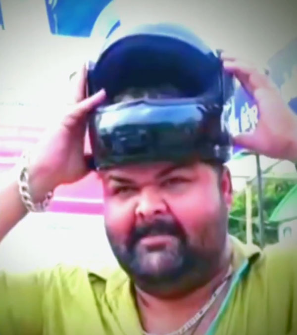 man unble to wear helmet
