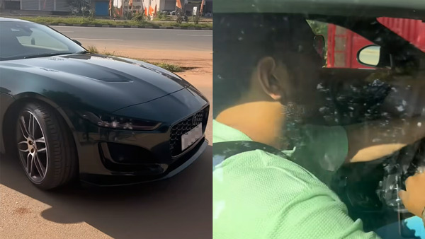 ms dhoni seen driving jaguar f-type