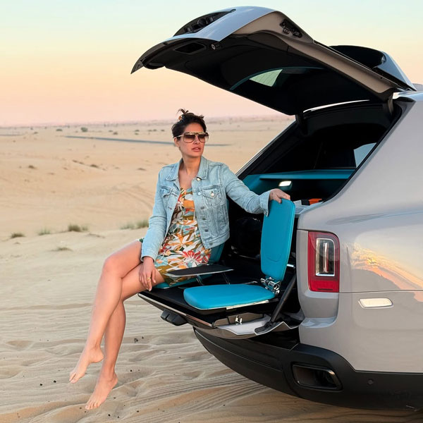 Actress Nargis Fakhri Watching Sunsets In Rolls Royce Cullinan s Viewing Suite