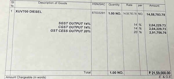 Mahindra XUV700 Customer Frustrated Over 48 Percent Tax On His Car