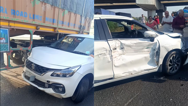 maruti baleno driver wrong side dragged by truck