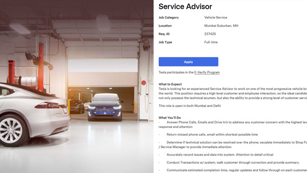 tesla india hiring job listings