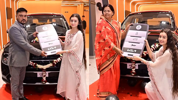 chahat pandey gifts mom kia carens