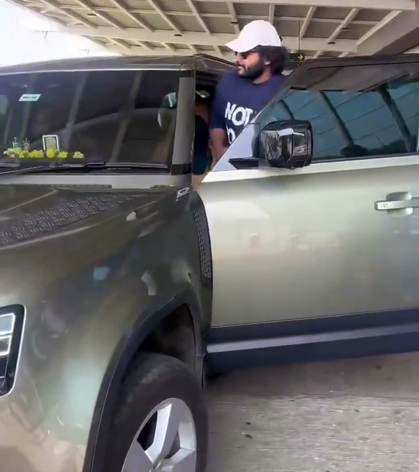 actor kiran abbavaram spotted in land rover defender
