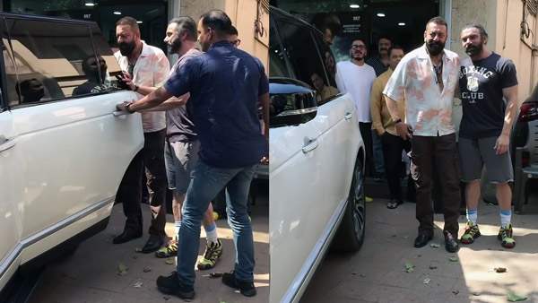 sanjay dutt spotted in range rover