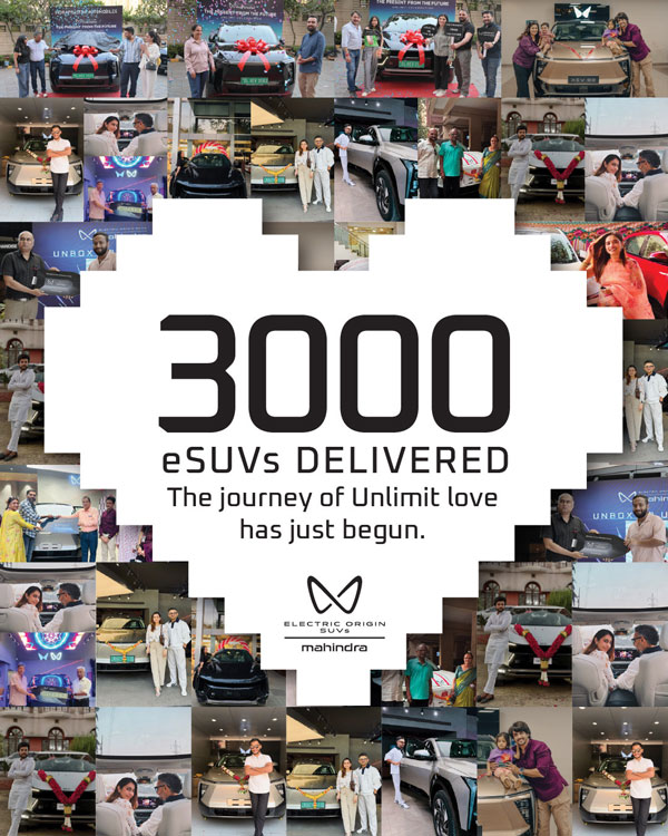 mahindra delivers 3000 esuvs