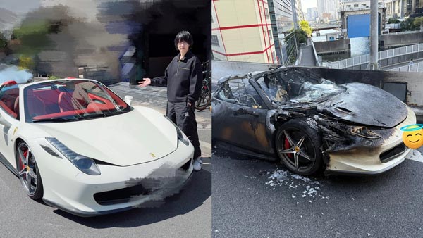 tokyo man ferrari burns after delivery