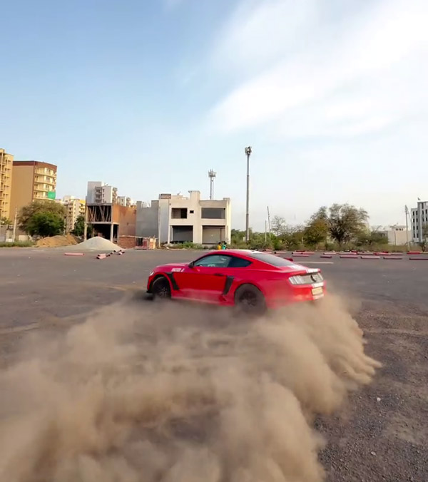 grandpa drifting ford mustang