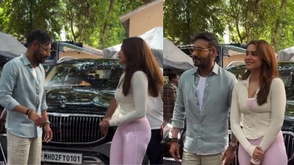 sharvari and ajay devgn with benz gls600