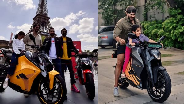 dulquer salmaan daughter on ultraviolette f77 paris dulquer salmaan daughter on ultraviolette f77 paris