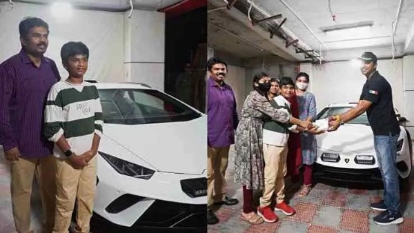 Father And Son Taking Delivery Of Lamborghini Sterrato In A Simple Dress