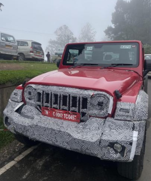 mahindra thar 3-door facelift spied