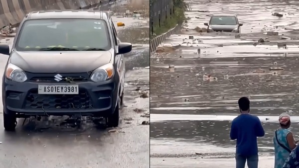 alto wading through flood roads