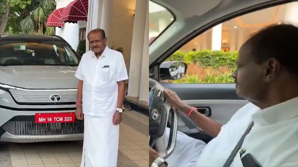 hd Kumaraswamy testdriving tata harrier ev