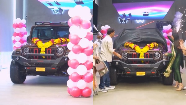 isha Malviya gifted thar roxx to father isha Malviya gifted thar roxx to father