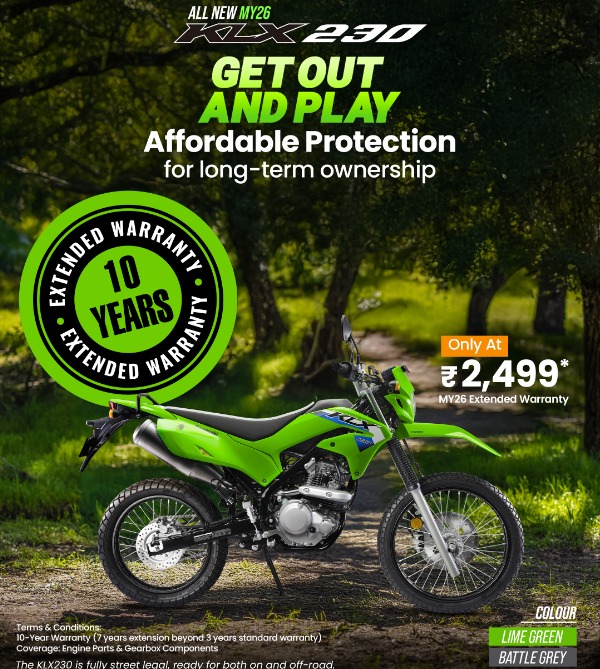 Kawasaki KLX 230 Now Available With 7-Year Extended Warranty At Just Rs 2 499 Kawasaki KLX 230 Now Available With 7-Year Extended Warranty At Just Rs 2 499