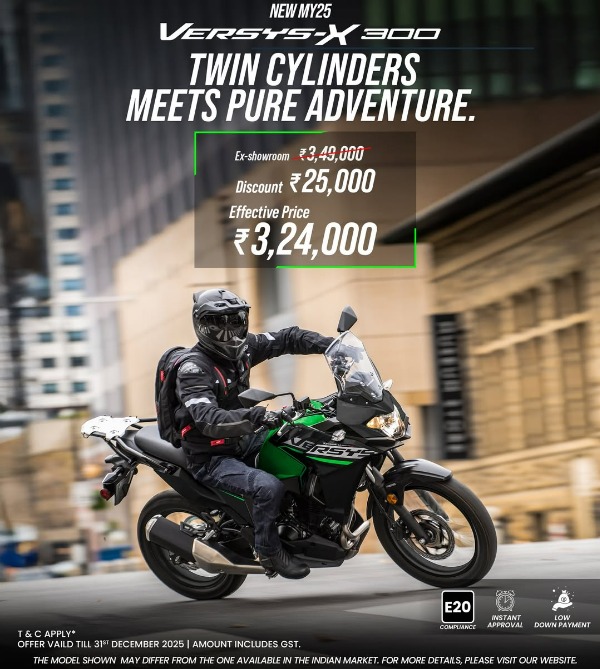 Kawasaki Versys-X 300 Adventure Tourer Motorcycle Get Year-End Offer Up To Rs 25 000