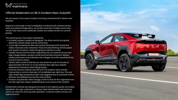 mahindra be 6 fire statement