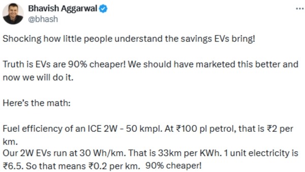 ola ceo social media post