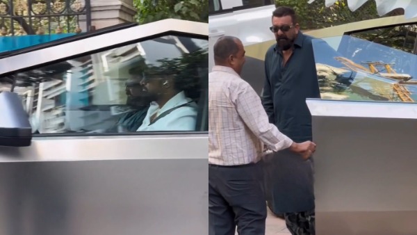 sanjay dutt spotted in tesla cybertruck