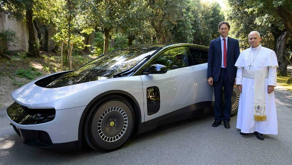 Pope Leo XIV Checks Out Ferrari s First Electric Car Luce