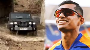 பரிசாக கிடைத்த வாகனம் தான் அதற்காக இப்படியா!! தாறுமாறாக மஹிந்திரா தாரை ஓட்டிய இந்திய கிரிக்கெட் வீரர்