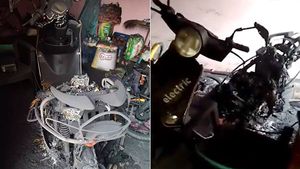 மீண்டும் எரிந்த எலெக்ட்ரிக் ஸ்கூட்டர்... ஆனா இதுக்கு ஸ்கூட்டர் காரணம் இல்ல... நடந்தது என்ன?