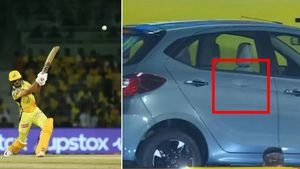 Tata Tiago EVயை சொட்டையாக்கிய ருதுராஜ் விளாசிய பந்து... என்னா ஃபோர்ஸு... நல்லவேள யாரு மண்டைலையும் படல!