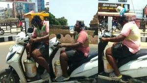 குளித்து கொண்டே ஸ்கூட்டர் ஓட்டிய தமிழக இளைஞருக்கு நேர்ந்த கதி! விளையாட்டா பண்ண போய் இப்படி ஆயிருச்சே! பாவம்யா!
