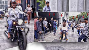 ராயல் என்பீல்டு பைக்கில் சர்வ சாதாரணமா ரோட்டில் வந்தது அவரா! யார்னு தெரிஞ்சதும் பெரிய கூட்டமே கூடிருச்சு!