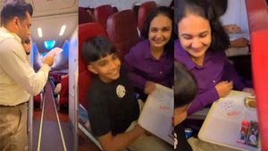 இவ்வளவு சின்ன வயதில் எவ்வளவு பெரிய ஞானம்!! சிறுவனின் செயலால் சற்று நேரத்தில் பரபரப்பாகிய ஏர் இந்தியா விமானம்!