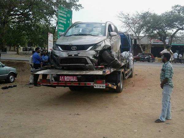 100 கிமீ வேகத்தில் விபத்தில் சிக்கிய டாடா ஹெக்ஸா!!