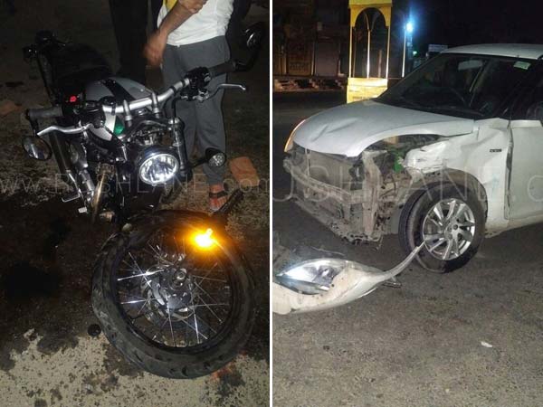 புதிய டிரையம்ப் புதிய மாடல் பைக் ஸ்விப்ட் காருடன் மோதல்..!!