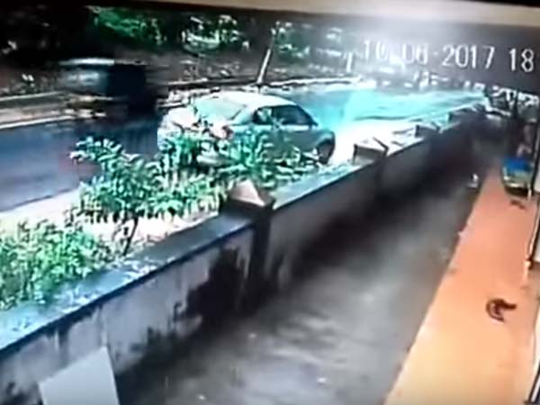 அதிரவைத்த வேகம்: சுவரை உடைத்துக்கொண்டு பாய்ந்த கார்