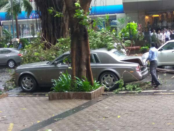 ரூ. 8 கோடி ரோல்ஸ் ராய்ஸ் கார் மீது முறிந்து விழுந்த மரம்..!!