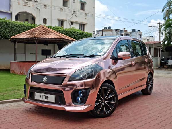 எர்டிகா காரை தங்க நிறத்தில் மாடிஃபிகேஷன் செய்த கோவை நிறுவனம்..!!