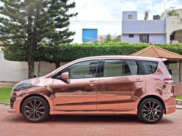 எர்டிகா காரை தங்க நிறத்தில் மாடிஃபிகேஷன் செய்த கோவை நிறுவனம்..!!