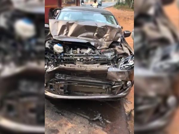  2 டிரக்குகளுக்கு இடையில் சிக்கி சின்னாபின்னமான வென்ட்டோ கார்... ஆனால்...!!