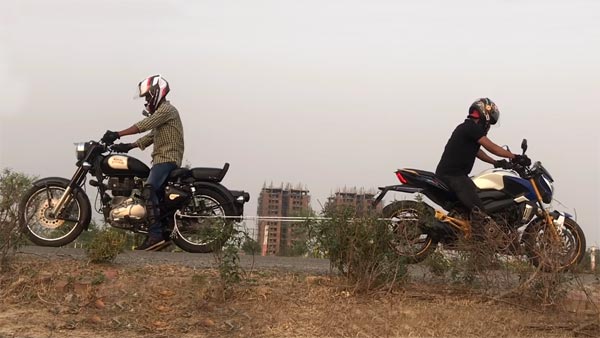 ராயல் என்பீல்டு கிளாசிஸ் 350 - பஜாஜ் டோமினோர் 400 போட்டியில் வென்றது யார் சுவரஸ்ய வீடியோ..!