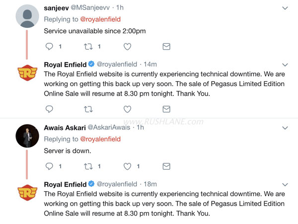 ராயல் என்ஃபீல்டு பெகாசஸ் எடிசனுக்கு முண்டியடித்த கூட்டம்... இணையப் பக்கம் செயலிழந்தது!!