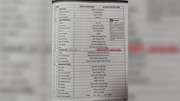 ராயல் என்ஃபீல்டு 650 மோட்டார்சைக்கிள்களின் முக்கிய விபரங்கள் கசிந்தன!
