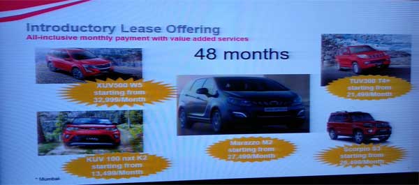 புதிய மஹிந்திரா கார்களுக்கு குத்தகை திட்டம் அறிமுகம்!