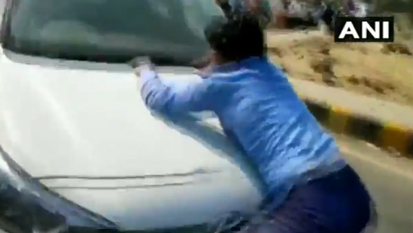 தவறு செய்த வாலிபரை நிறுத்த ஸ்பைடர் மேனாக மாறிய கேப் டிரைவர்... வைரலாகும் அதிர்ச்சி வீடியோ...