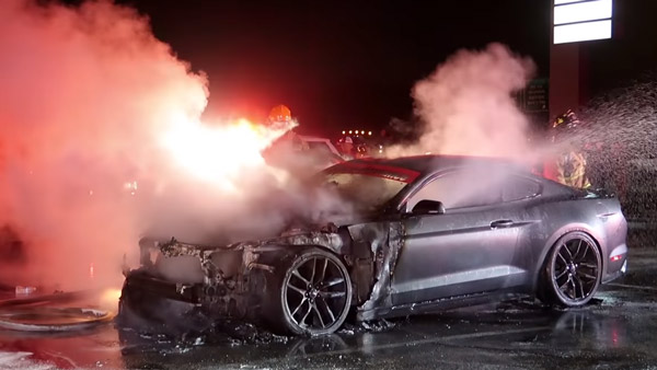 விளையாட்டால் நிகழ்ந்த விபரீதம் - தீயிற்கு இறையான விலையுயர்ந்த முஸ்டாங் கார்: அதிர்ச்சி வீடியோ...!