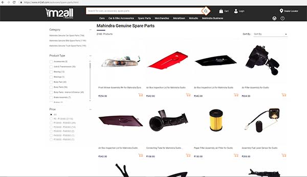 மஹிந்திரா கார்களுக்கான உதிரிபாகங்களை டோர் டெலிவிரி பெறும் வசதி!