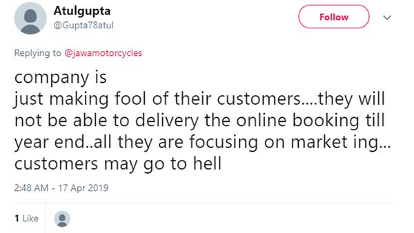 ஜாவா பைக்கை தலை மேல் வைத்து கொண்டாடியவர்களுக்கு கிடைத்த பரிசு இதுதான்... அதிர்ச்சி தகவல்...
