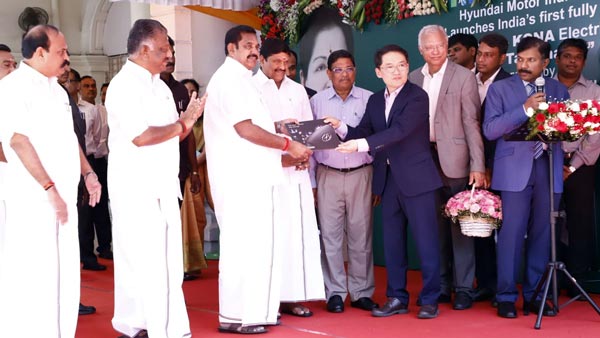 ஹூண்டாய் கோனா எலெக்ட்ரிக் காரை அறிமுகம் செய்தார் முதல்வர் பழனிச்சாமி!