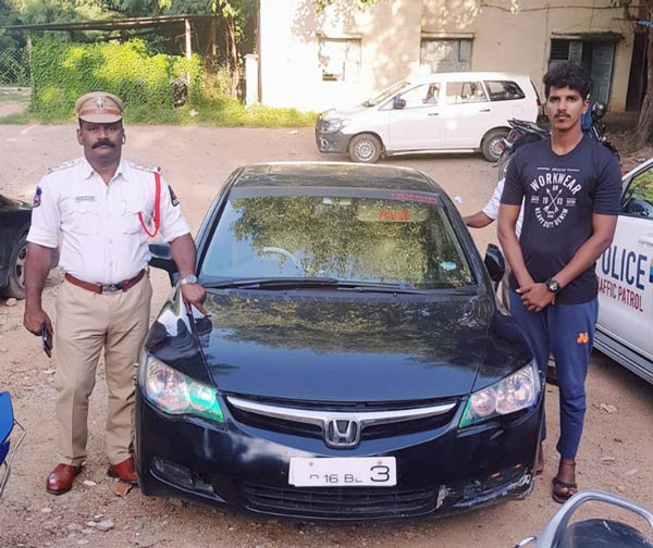 போலி போலீஸ் ஸ்டிக்கருடன் காரில் வலம் வந்த இளைஞர்... அவர் எதற்காக இப்படி செய்தார் தெரியுமா?